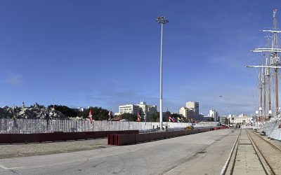 La APBC reutiliza los escombros de la obra de integración Muelle-Ciudad para fabricar la zahorra artificial que irá bajo los nuevos pavimentos